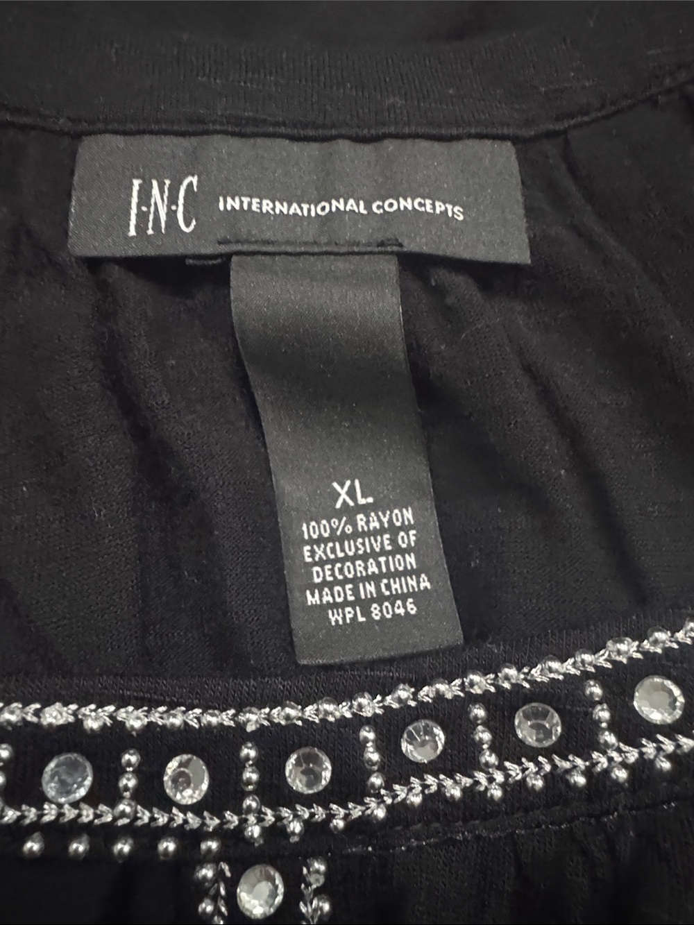 INC International Concepts Black Cold-Shoulder Embellished Halter Top - Picture 3 of 3